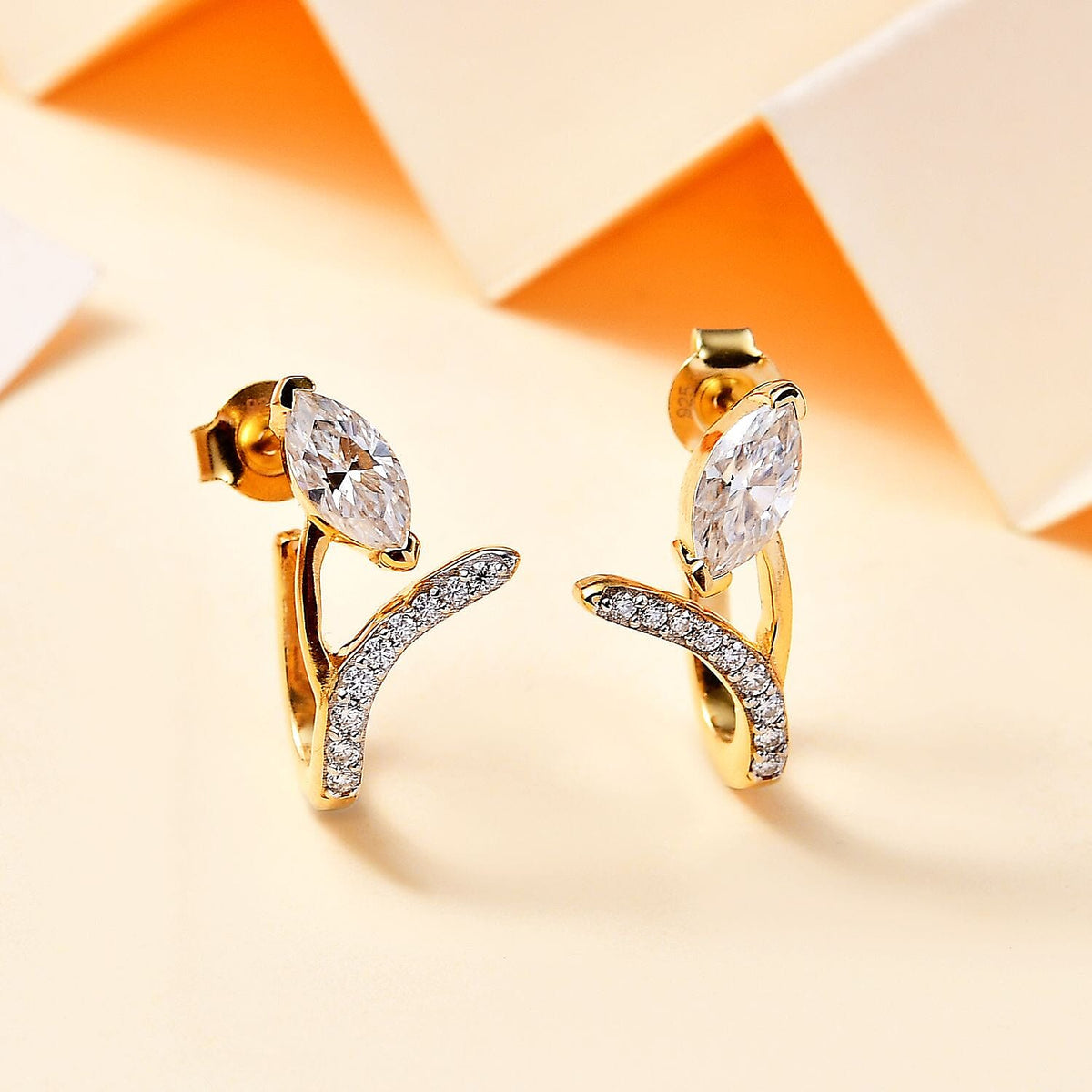 Moissanite Layering Earrings in 18K Yellow Gold Vermeil Plated Sterling Silver 7833352 2