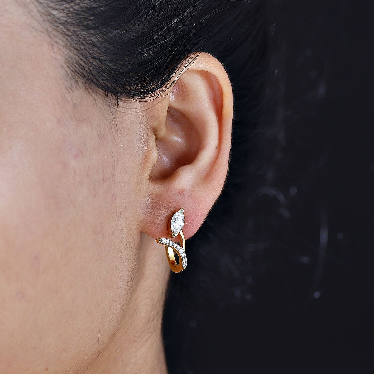 Moissanite Layering Earrings in 18K Yellow Gold Vermeil Plated Sterling Silver 7833352 3