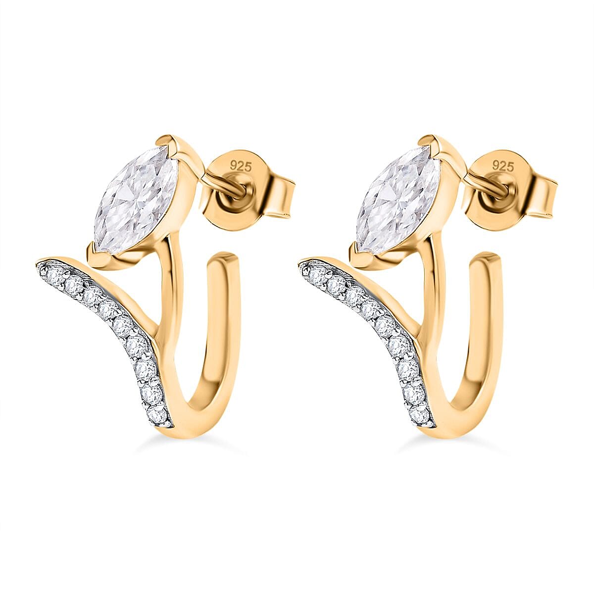 Moissanite Layering Earrings in 18K Yellow Gold Vermeil Plated Sterling Silver 7833352 4