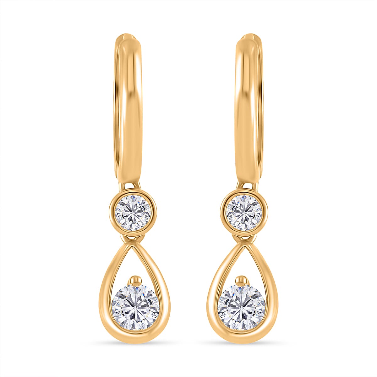 RADIANTA GRA Certified Moissanite D-VVS1 Earring with Hoop in 18K Vermeil Yellow Gold Plated Sterling Silver 1.12 Ct. 8086416 0