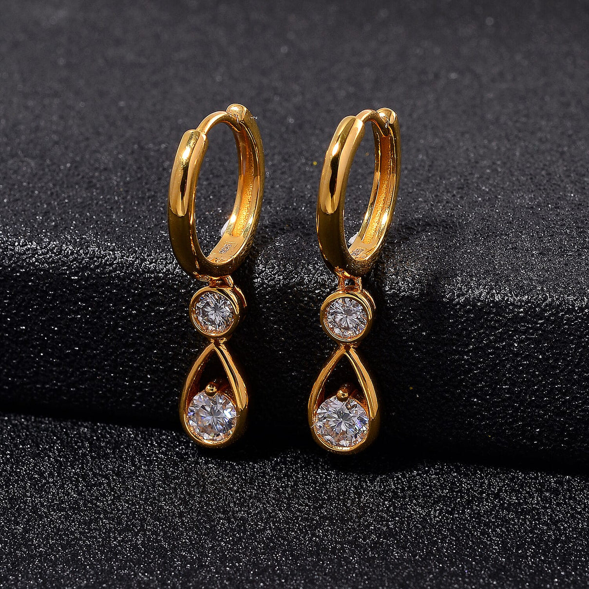 RADIANTA GRA Certified Moissanite D-VVS1 Earring with Hoop in 18K Vermeil Yellow Gold Plated Sterling Silver 1.12 Ct. 8086416 2