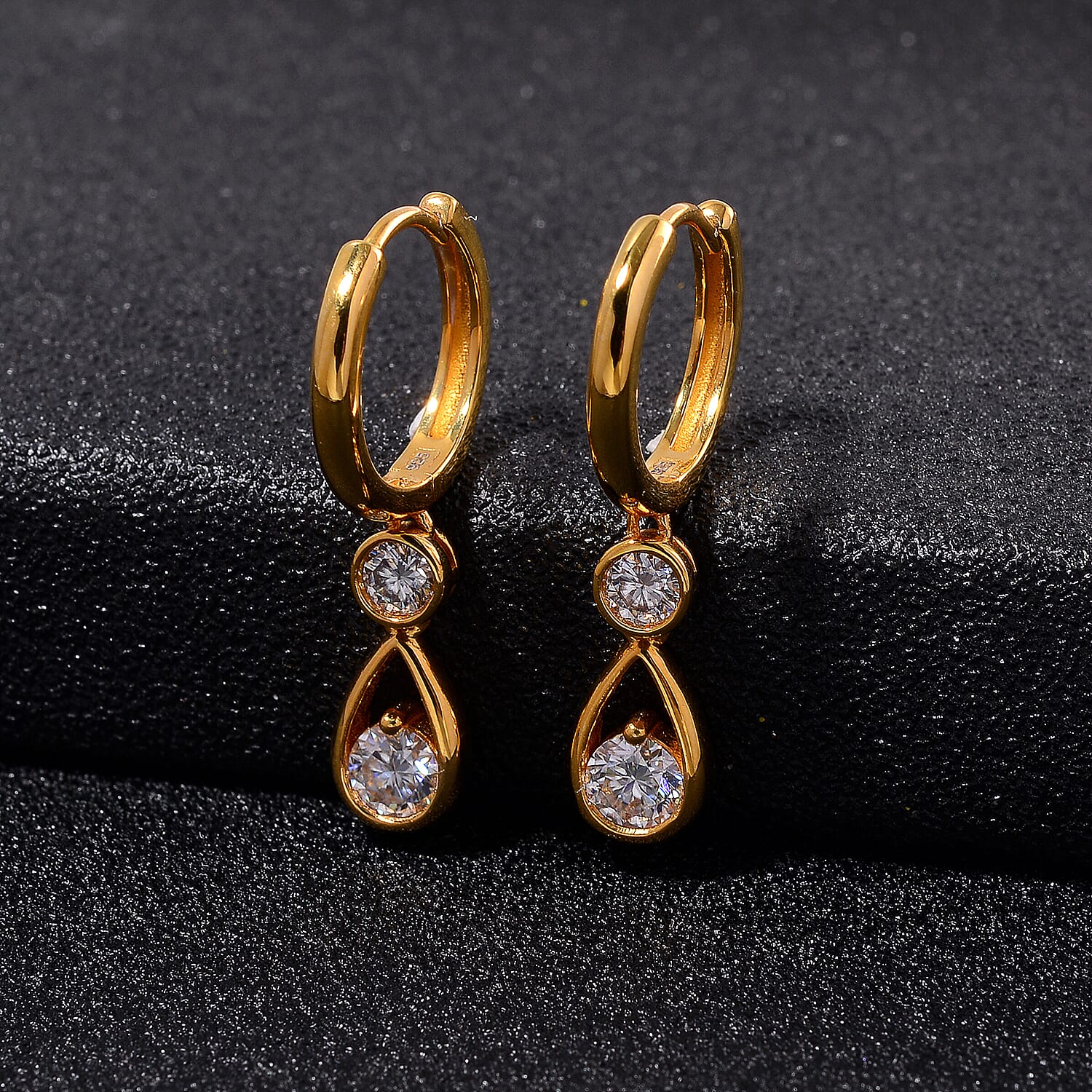 RADIANTA GRA Certified Moissanite D-VVS1 Earring with Hoop in 18K Vermeil Yellow Gold Plated Sterling Silver 1.12 Ct. 8086416 2