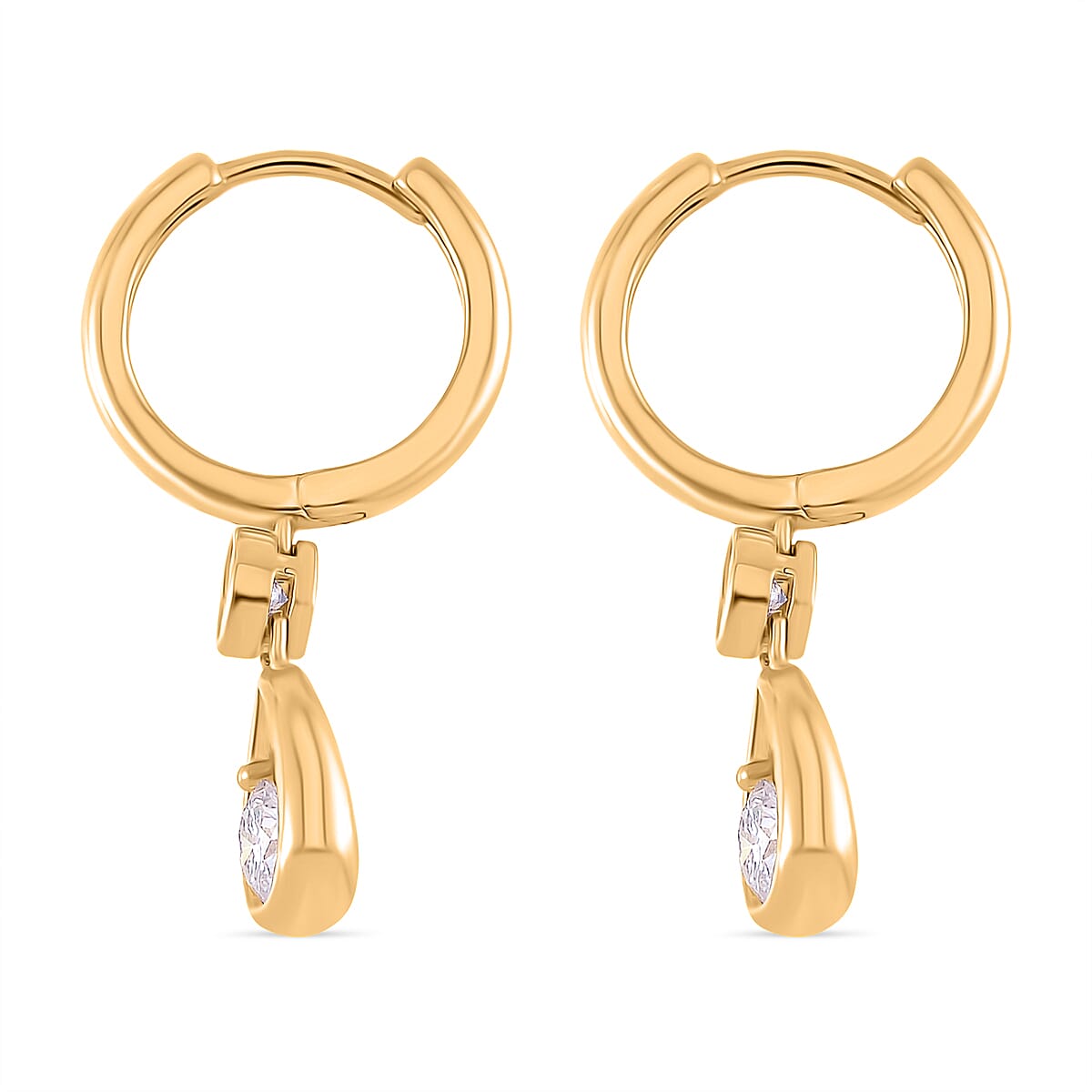 RADIANTA GRA Certified Moissanite D-VVS1 Earring with Hoop in 18K Vermeil Yellow Gold Plated Sterling Silver 1.12 Ct. 8086416 4