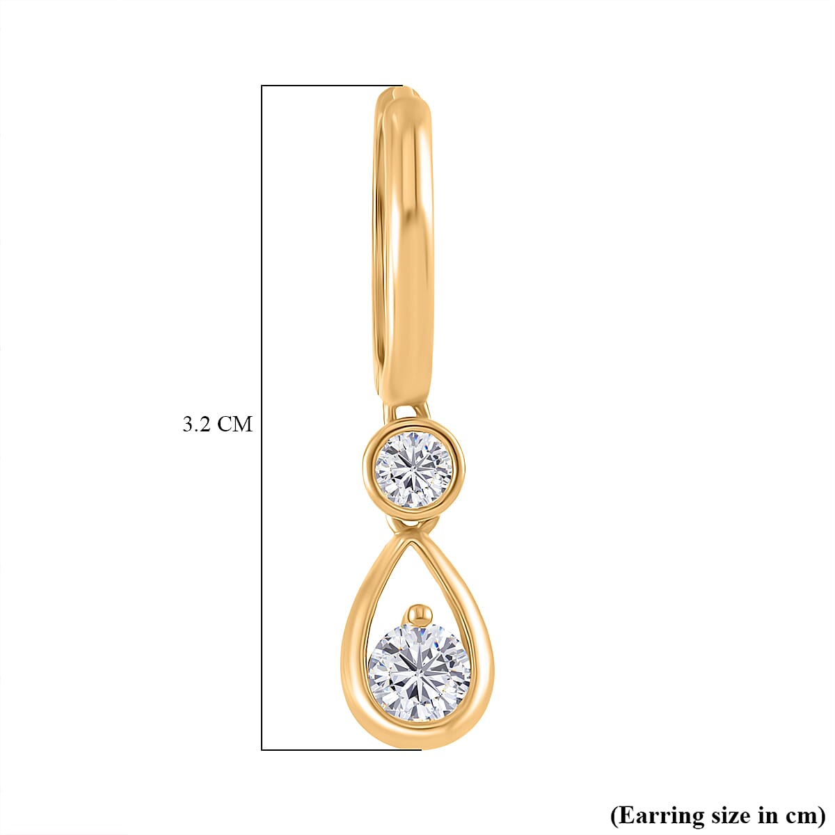 RADIANTA GRA Certified Moissanite D-VVS1 Earring with Hoop in 18K Vermeil Yellow Gold Plated Sterling Silver 1.12 Ct. 8086416 6