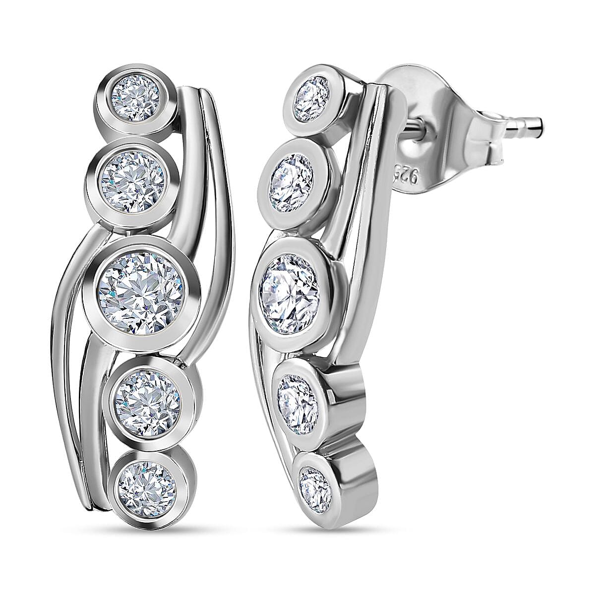 Moissanite Earrings in Platinum Overlay Sterling Silver 1.24 Ct. 7668952 0