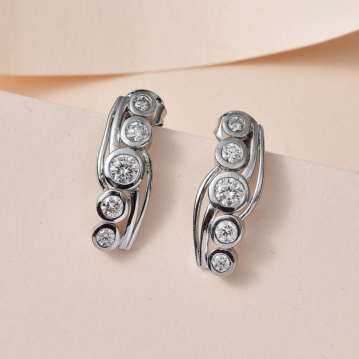 Moissanite Earrings in Platinum Overlay Sterling Silver 1.24 Ct. 7668952 2
