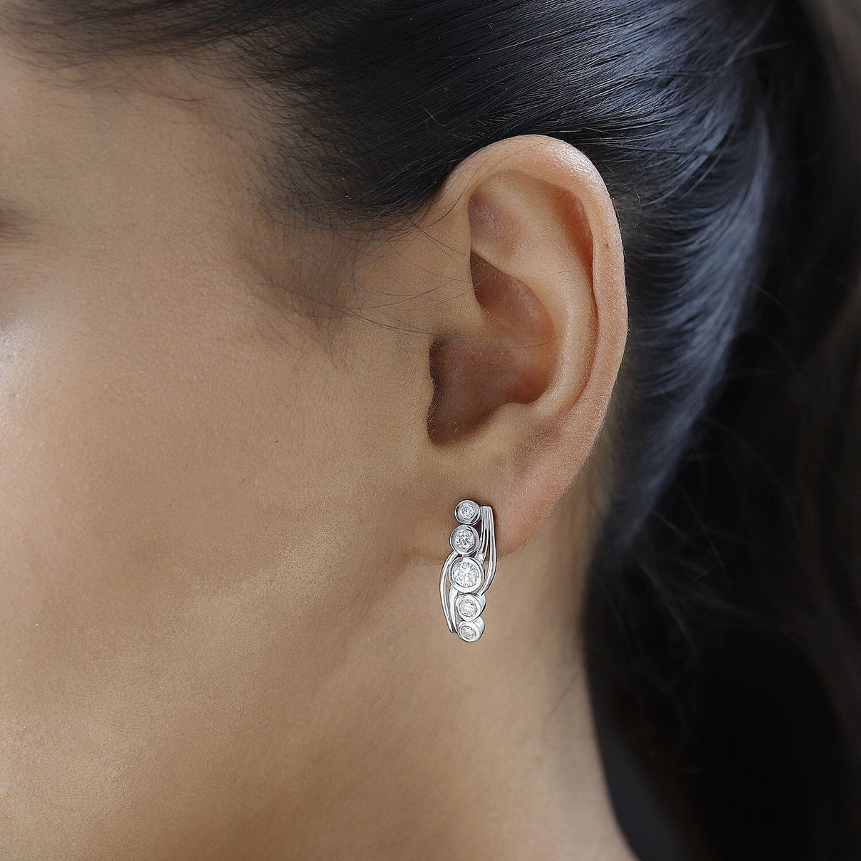 Moissanite Earrings in Platinum Overlay Sterling Silver 1.24 Ct. 7668952 3