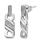 Moissanite Earring with Push Back in Rhodium Overlay Sterling Silver