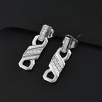 Moissanite Earring with Push Back in Rhodium Overlay Sterling Silver