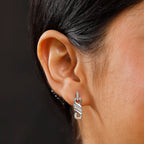 Moissanite Earring with Push Back in Rhodium Overlay Sterling Silver