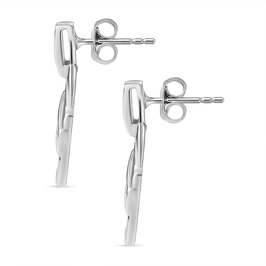 Moissanite Earring with Push Back in Rhodium Overlay Sterling Silver