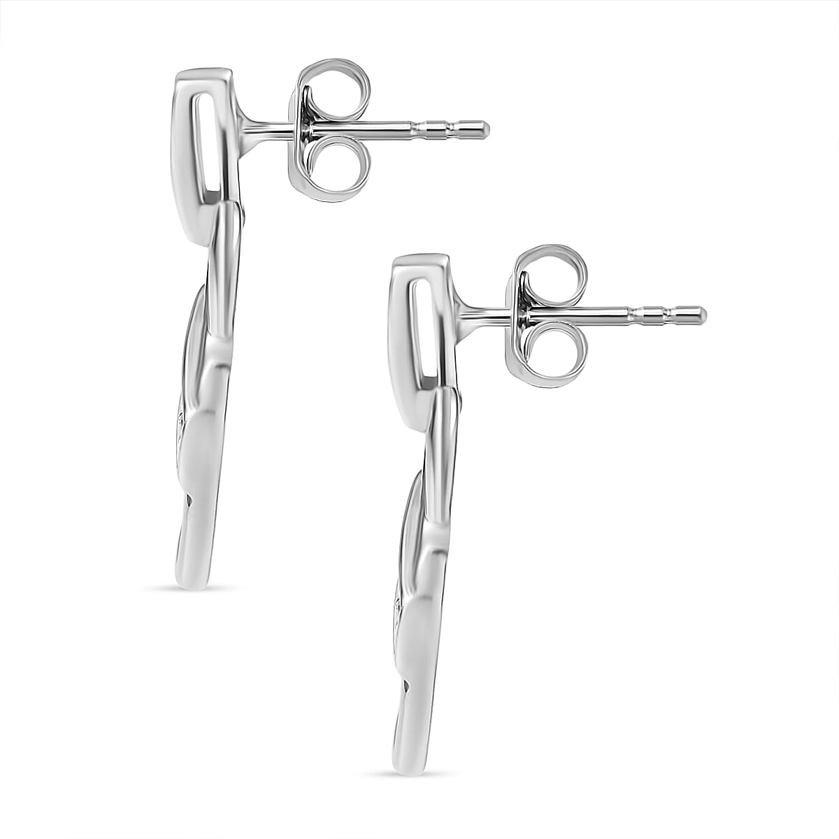 Moissanite Earring with Push Back in Rhodium Overlay Sterling Silver 8055776 4
