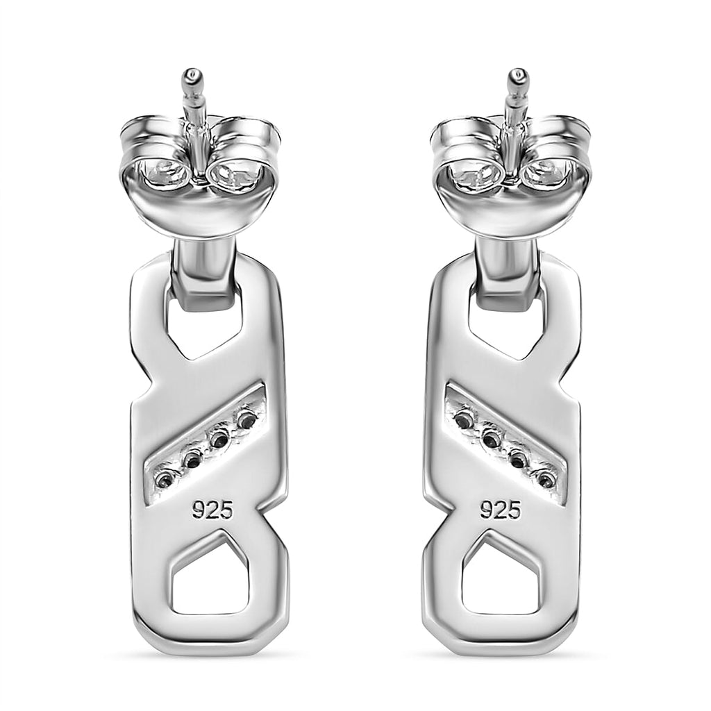 Moissanite Earring with Push Back in Rhodium Overlay Sterling Silver