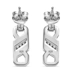 Moissanite Earring with Push Back in Rhodium Overlay Sterling Silver
