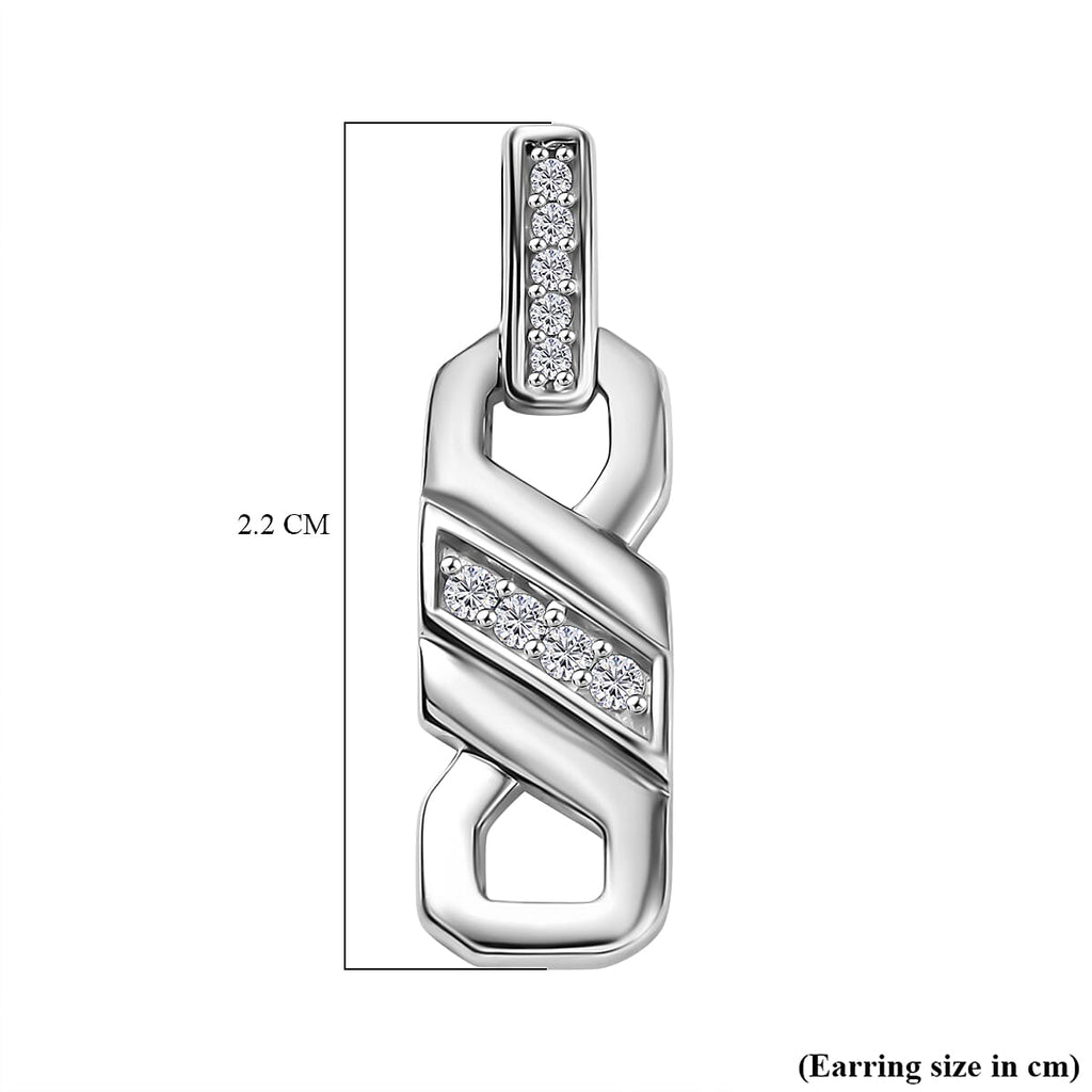 Moissanite Earring with Push Back in Rhodium Overlay Sterling Silver