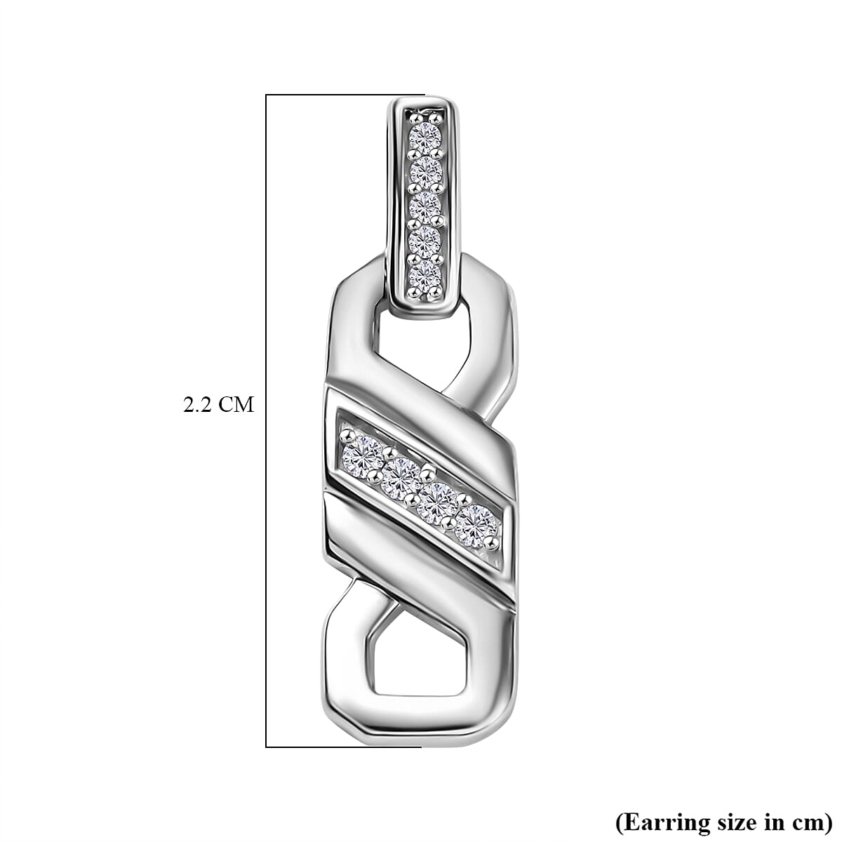 Moissanite Earring with Push Back in Rhodium Overlay Sterling Silver 8055776 6