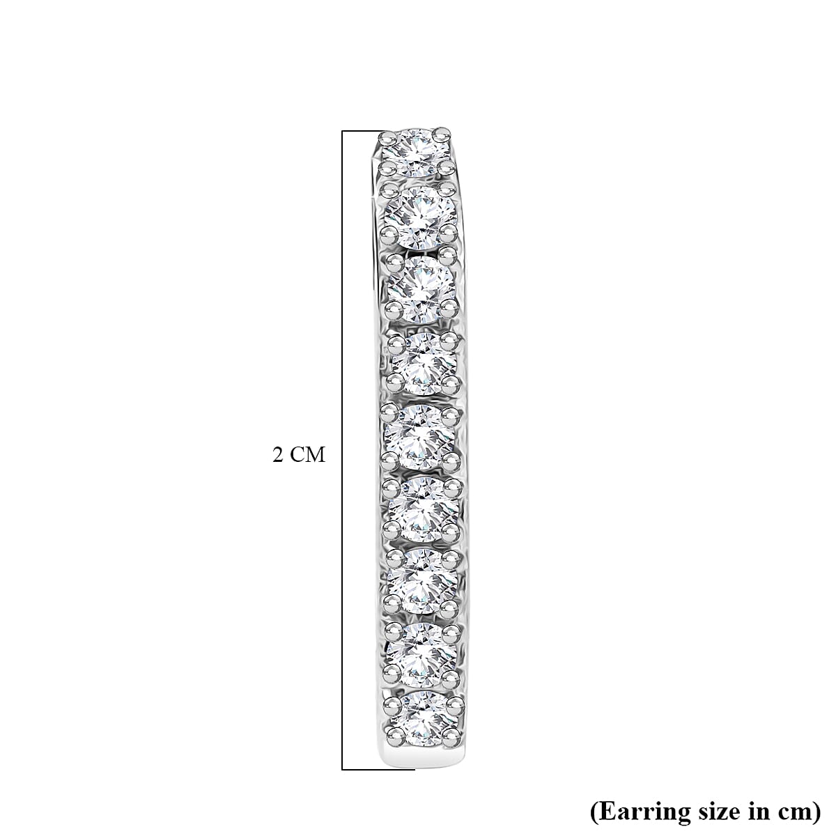 Moissanite J-Hoop Earring with Push Back in Rhodium Overlay Sterling Silver 8055777 5