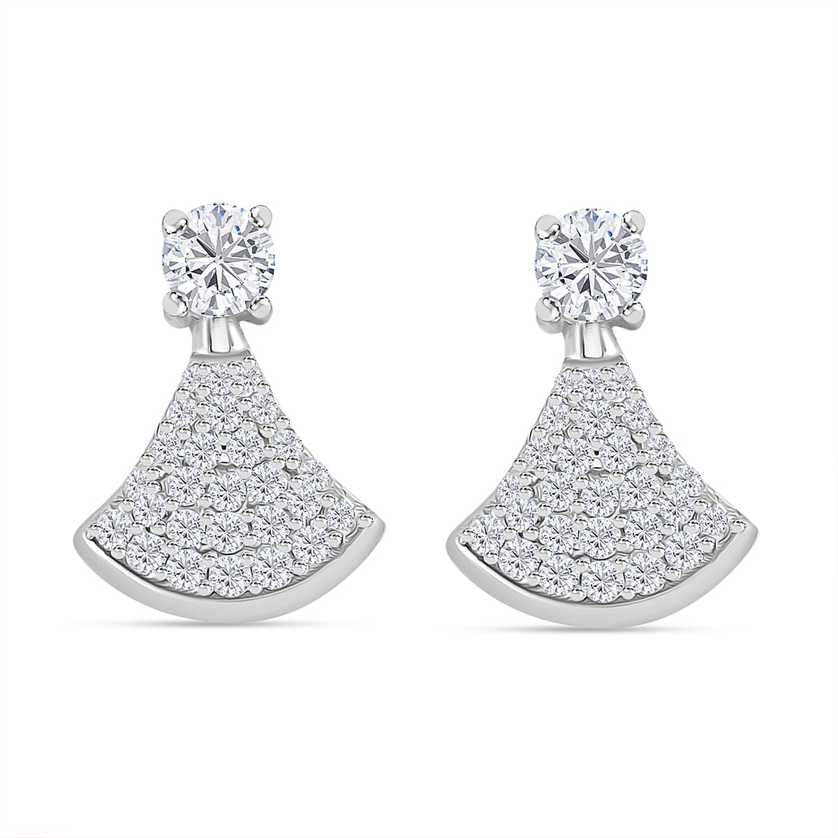 D'joy RADIANTA GRA Certified Moissanite Drop Earrings with Push Back in Rhodium Overlay Sterling Silver (D-VVS1) 8086443 0