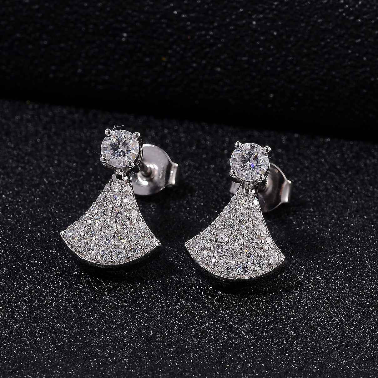 D'joy RADIANTA GRA Certified Moissanite Drop Earrings with Push Back in Rhodium Overlay Sterling Silver (D-VVS1) 8086443 2