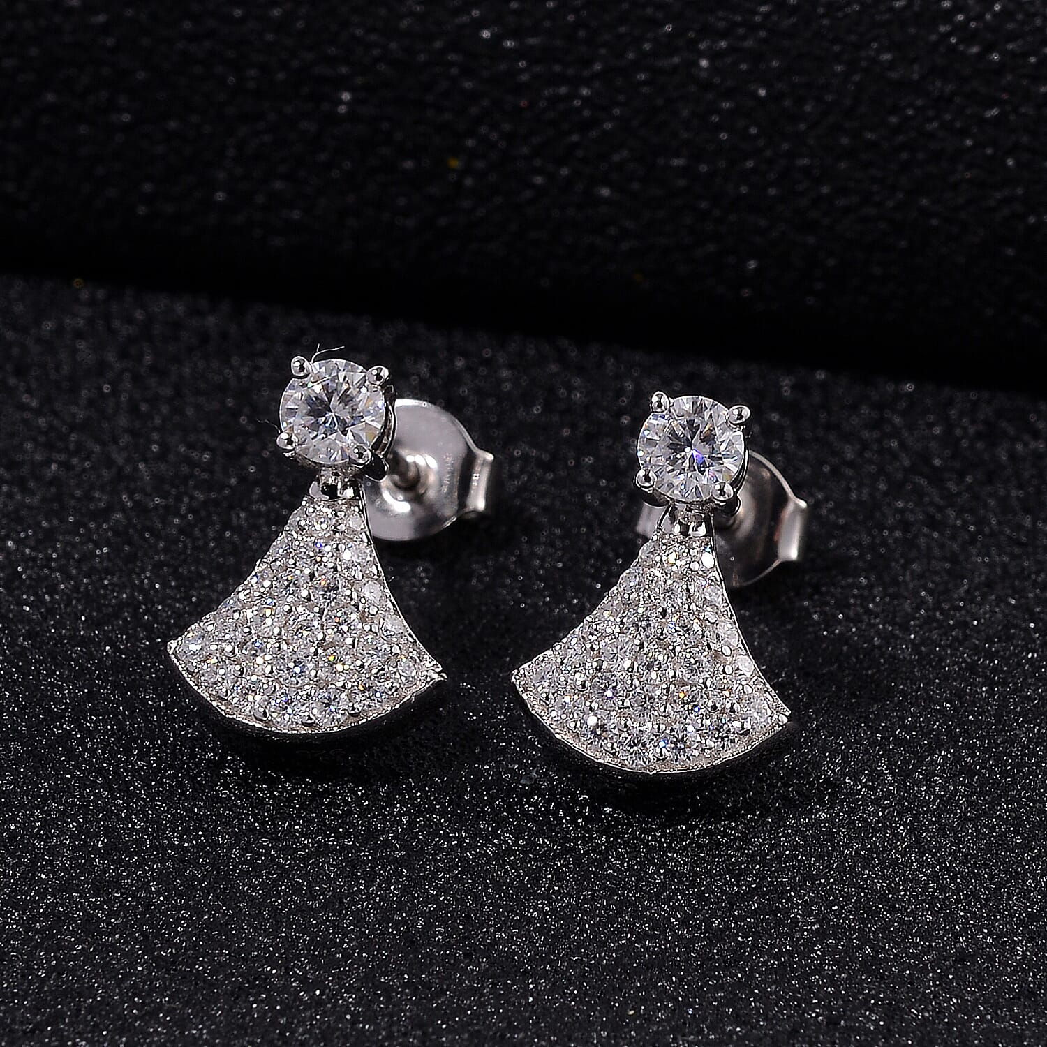 D'joy RADIANTA GRA Certified Moissanite Drop Earrings with Push Back in Rhodium Overlay Sterling Silver (D-VVS1) 8086443 2