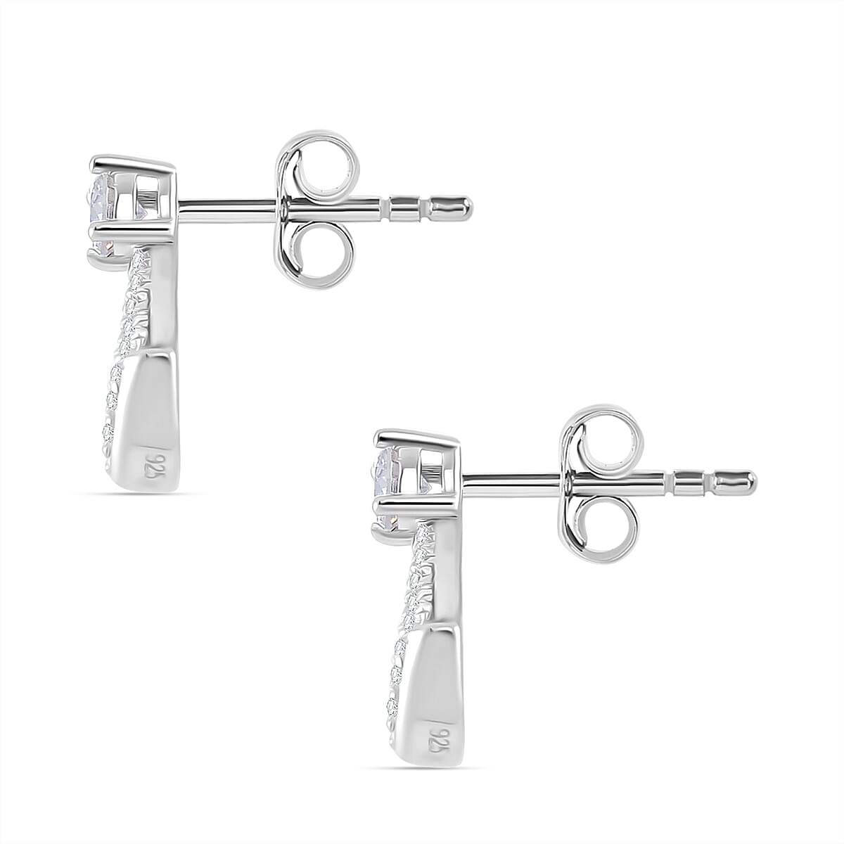 D'joy RADIANTA GRA Certified Moissanite Drop Earrings with Push Back in Rhodium Overlay Sterling Silver (D-VVS1) 8086443 4