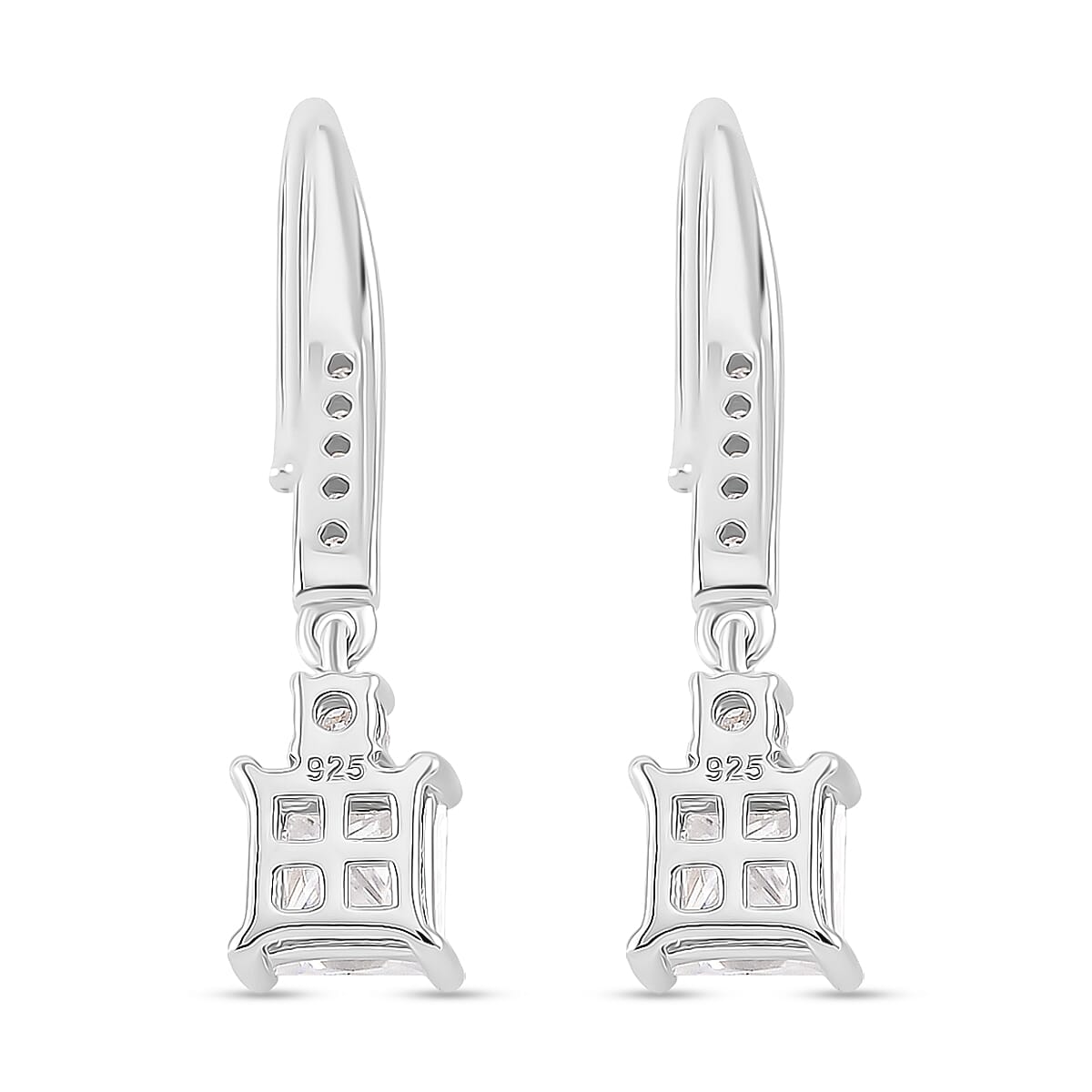 RADIANTA GRA Certified 1.80 Ct. Moissanite Dangling Earring with Hook in Rhodium Overlay Sterling Silver (D-VVS1) 8086419 5