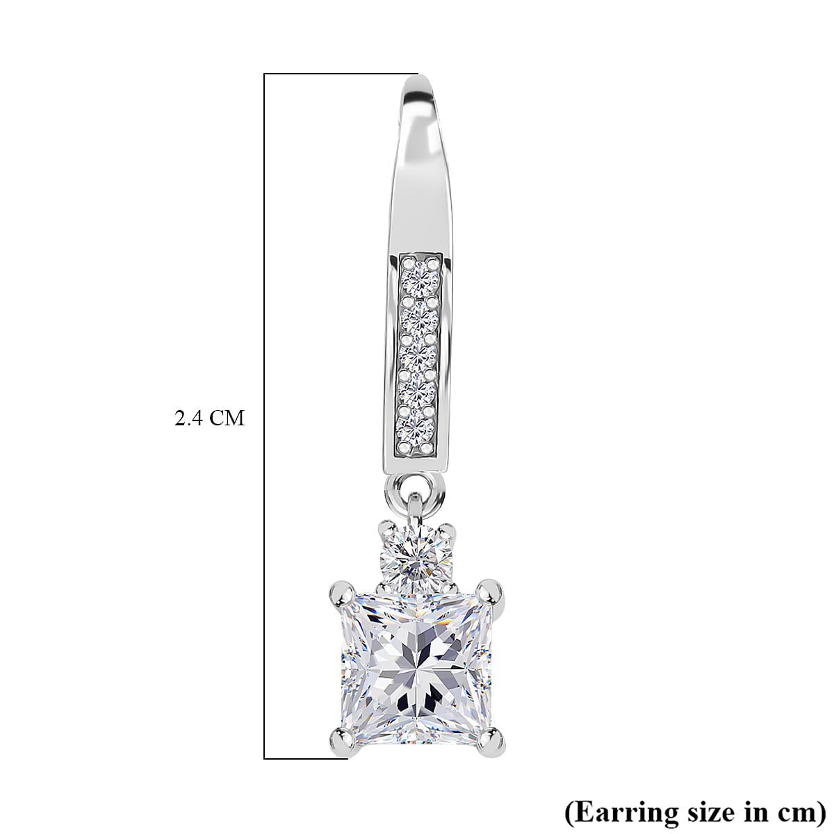 RADIANTA GRA Certified 1.80 Ct. Moissanite Dangling Earring with Hook in Rhodium Overlay Sterling Silver (D-VVS1) 8086419 6