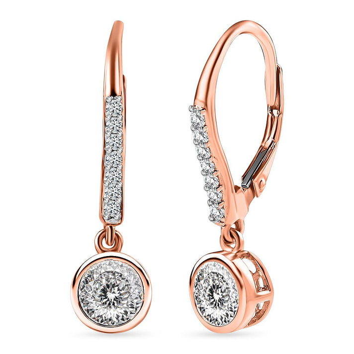 Moissanite Fancy Earring in 18K Vermeil Rose Gold Sterling Silver 1.77 ct 1.794 Ct. 7513875 1
