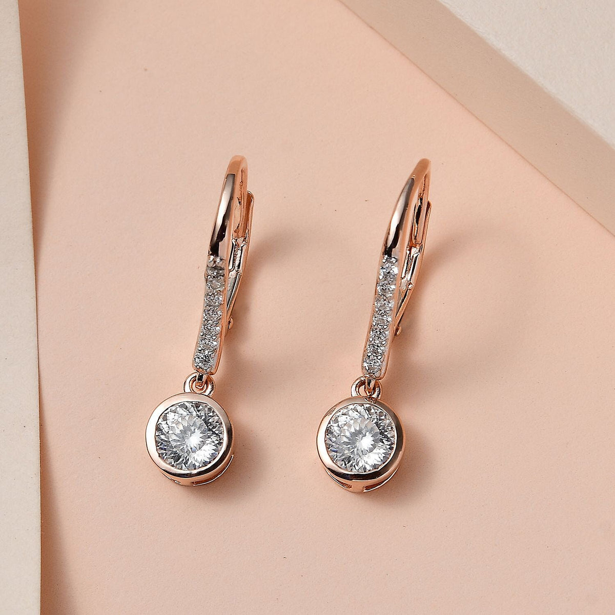 Moissanite Fancy Earring in 18K Vermeil Rose Gold Sterling Silver 1.77 ct 1.794 Ct. 7513875 2
