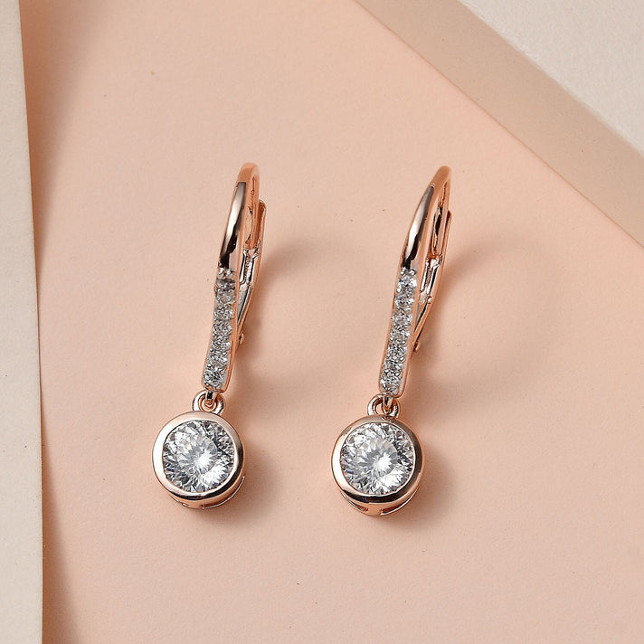 Moissanite Fancy Earring in 18K Vermeil Rose Gold Sterling Silver 1.77 ct 1.794 Ct. 7513875 2