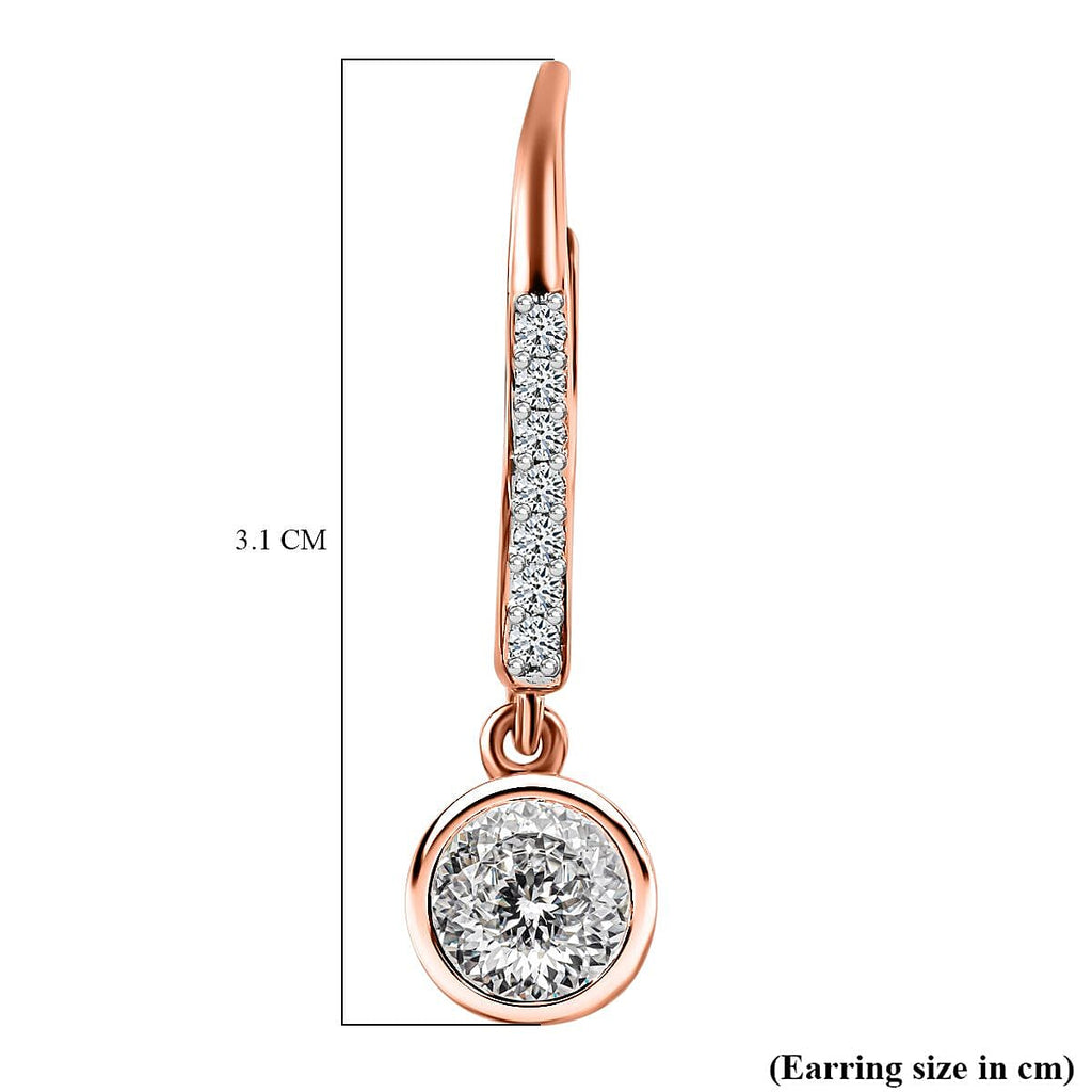 Moissanite Earrings in 18K Vermeil Rose Gold Plated Sterling Silver 1.80 Ct