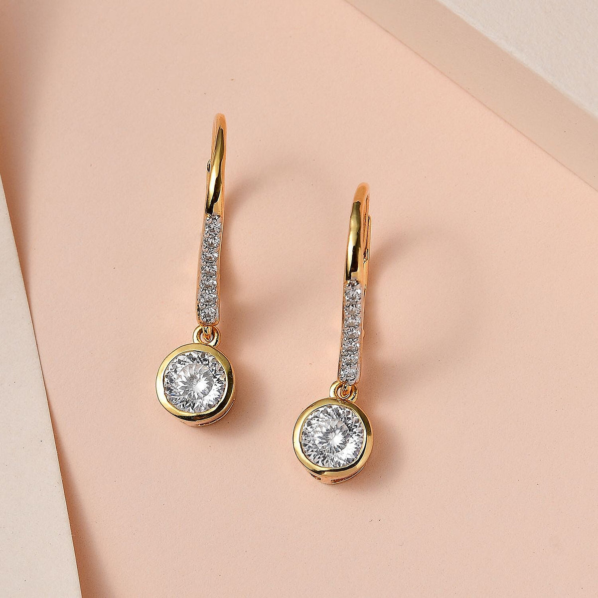 Moissanite Fancy Earring in 18K Vermeil Yellow Gold Sterling Silver 1.77 ct 1.794 Ct. V32700662 2