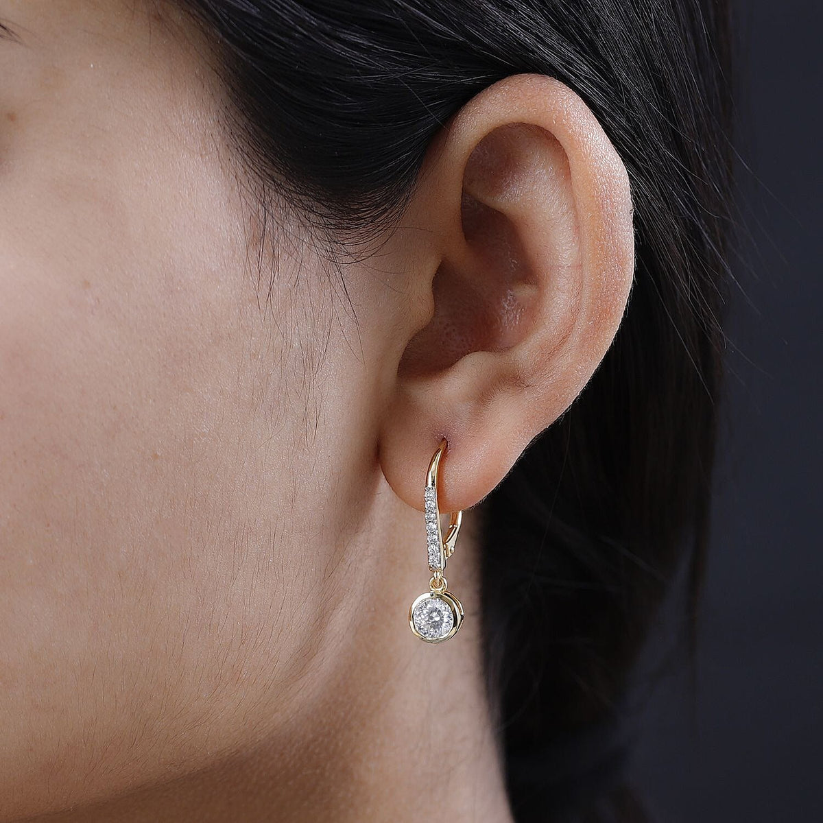 Moissanite Fancy Earring in 18K Vermeil Yellow Gold Sterling Silver 1.77 ct 1.794 Ct. V32700662 3