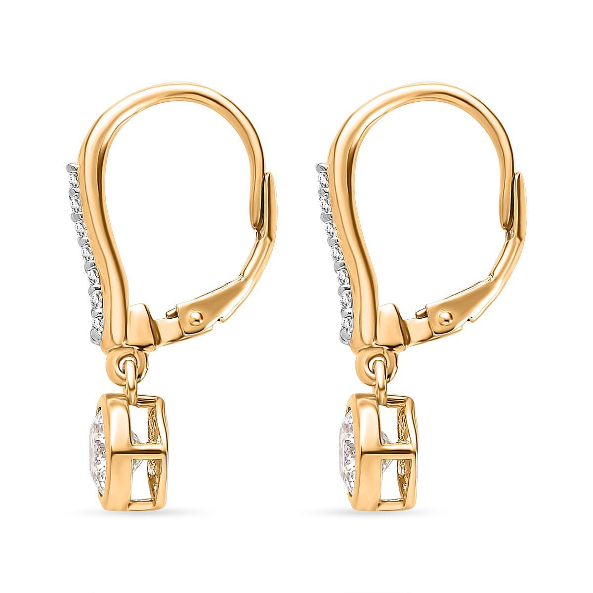 Moissanite Fancy Earring in 18K Vermeil Yellow Gold Sterling Silver 1.77 ct 1.794 Ct. V32700662 4