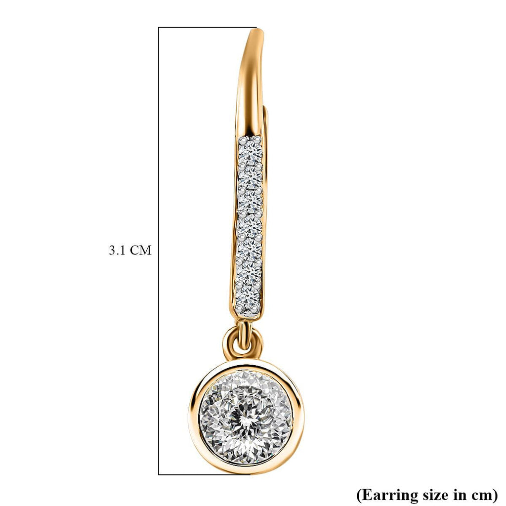 D'Joy Moissanite Lever Back Earrings in 18K Vermeil Yellow Gold Plated Sterling Silver 1.80 Ct