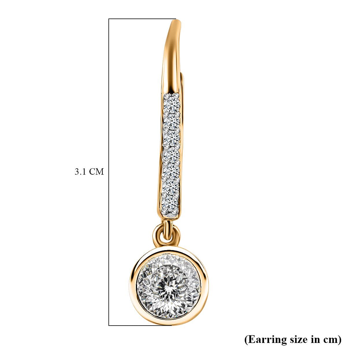 Moissanite Fancy Earring in 18K Vermeil Yellow Gold Sterling Silver 1.77 ct 1.794 Ct. V32700662 5