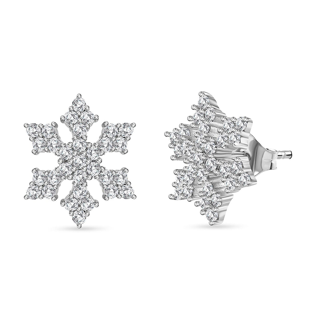 Moissanite Earring With Push Back in Rhodium Overlay Sterling Silver 0.62 Ct.