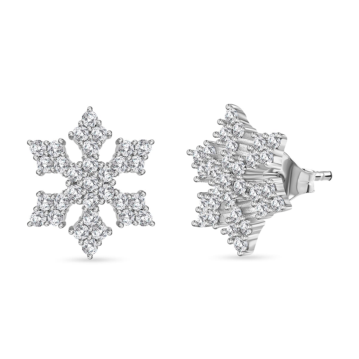 Moissanite Earring With Push Back in Rhodium Overlay Sterling Silver 0.62 Ct. 7986291 0
