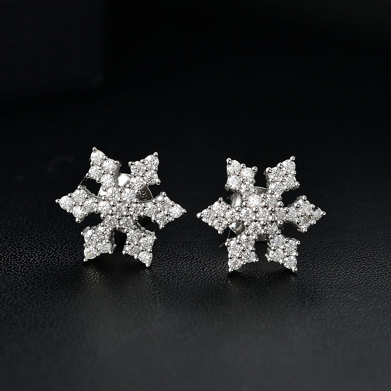 Moissanite Earring With Push Back in Rhodium Overlay Sterling Silver 0.62 Ct. 7986291 1
