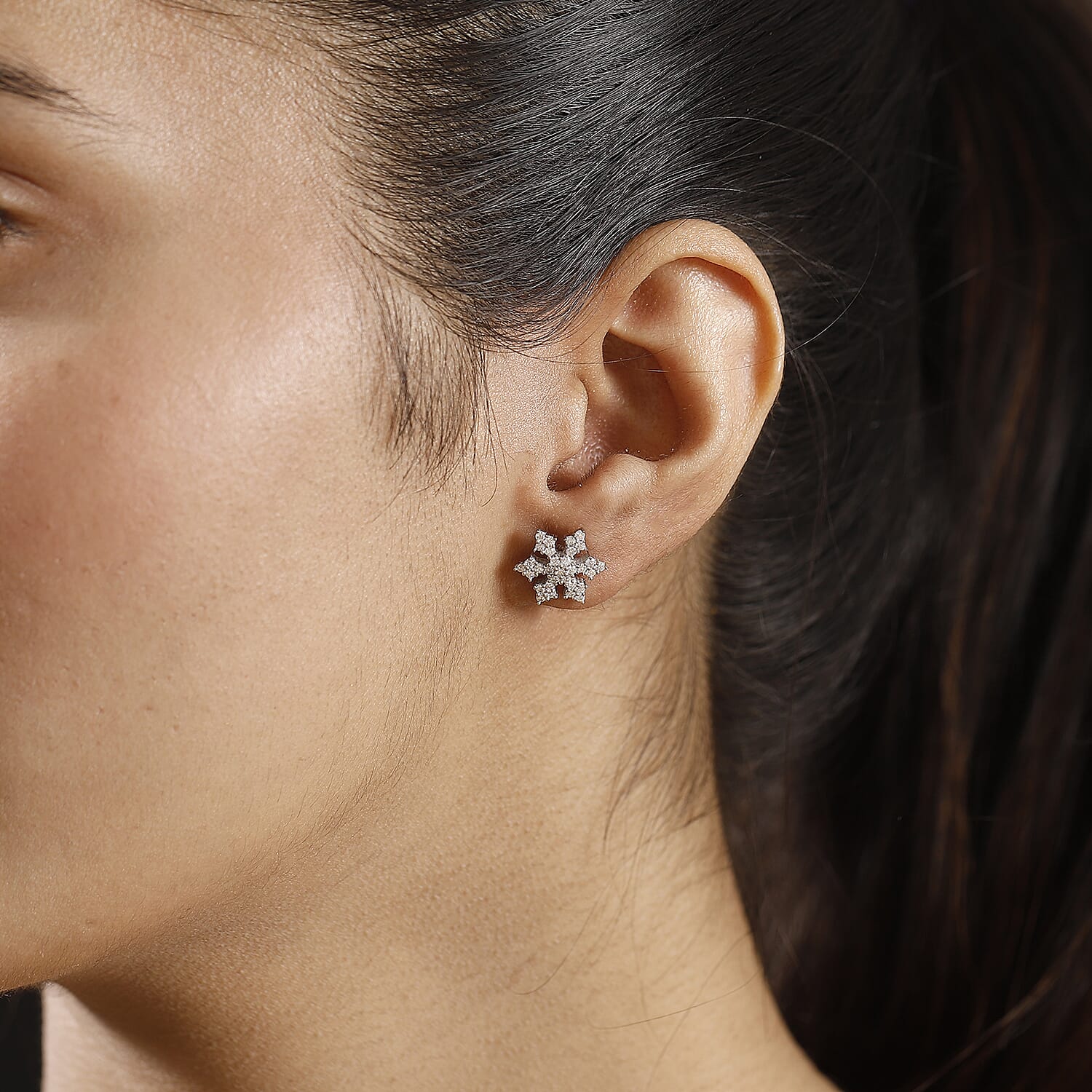Moissanite Earring With Push Back in Rhodium Overlay Sterling Silver 0.62 Ct. 7986291 2