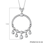 Moissanite Dangle Hoop Necklace (Size - 20) in Platinum Overlay Sterling Silver 1.96 Ct, Silver Wt 6.75 GM