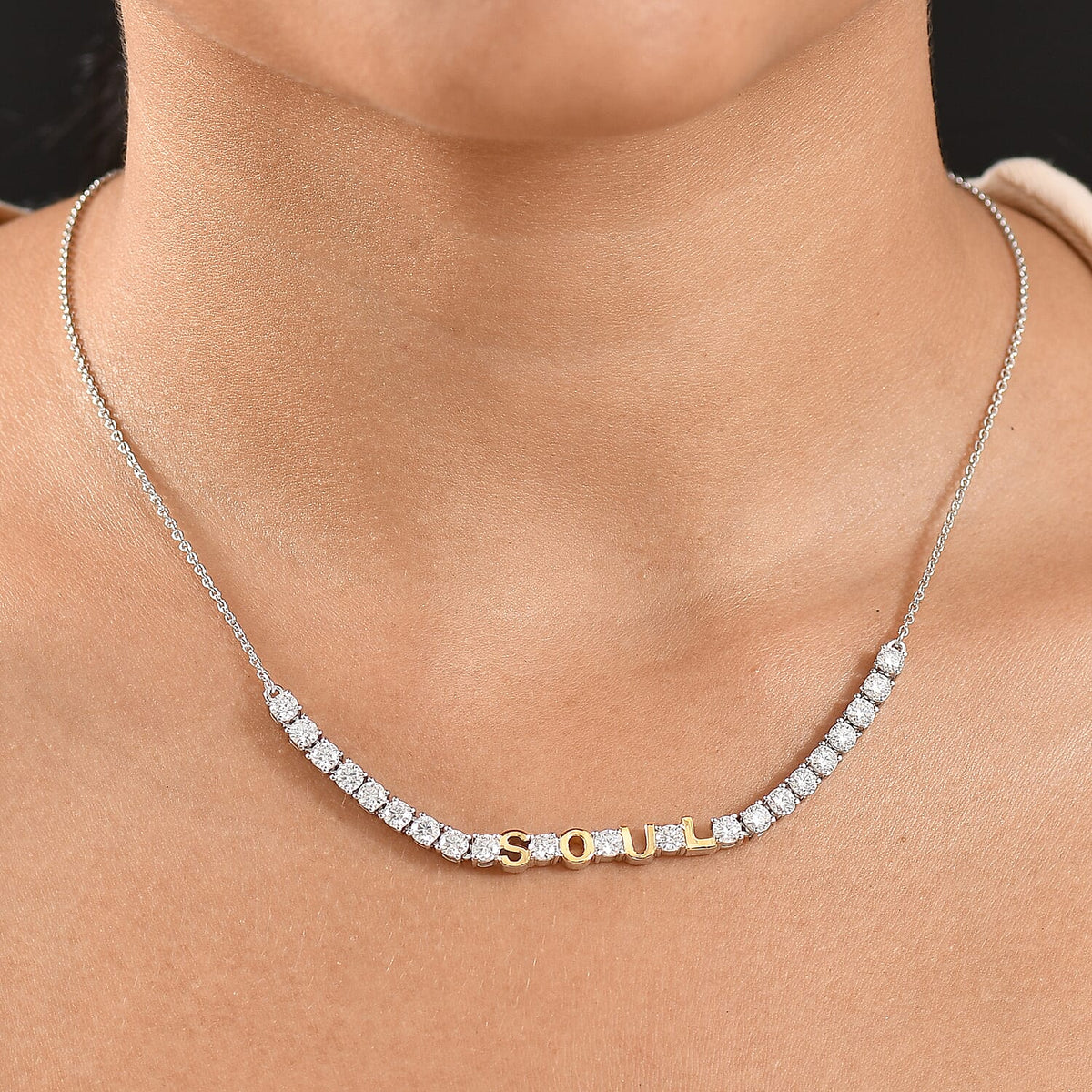 3.3 Ct. Moissanite Cluster necklace in Sterling Silver Sterling Silver 8238597 3