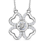 Designer Inspired - Moissanite Clover Necklace (Size - 20) in Platinum Overlay Sterling Silver