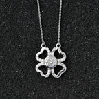 Designer Inspired - Moissanite Clover Necklace (Size - 20) in Platinum Overlay Sterling Silver