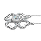 Designer Inspired - Moissanite Clover Necklace (Size - 20) in Platinum Overlay Sterling Silver
