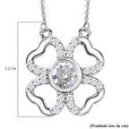 Designer Inspired - Moissanite Clover Necklace (Size - 20) in Platinum Overlay Sterling Silver