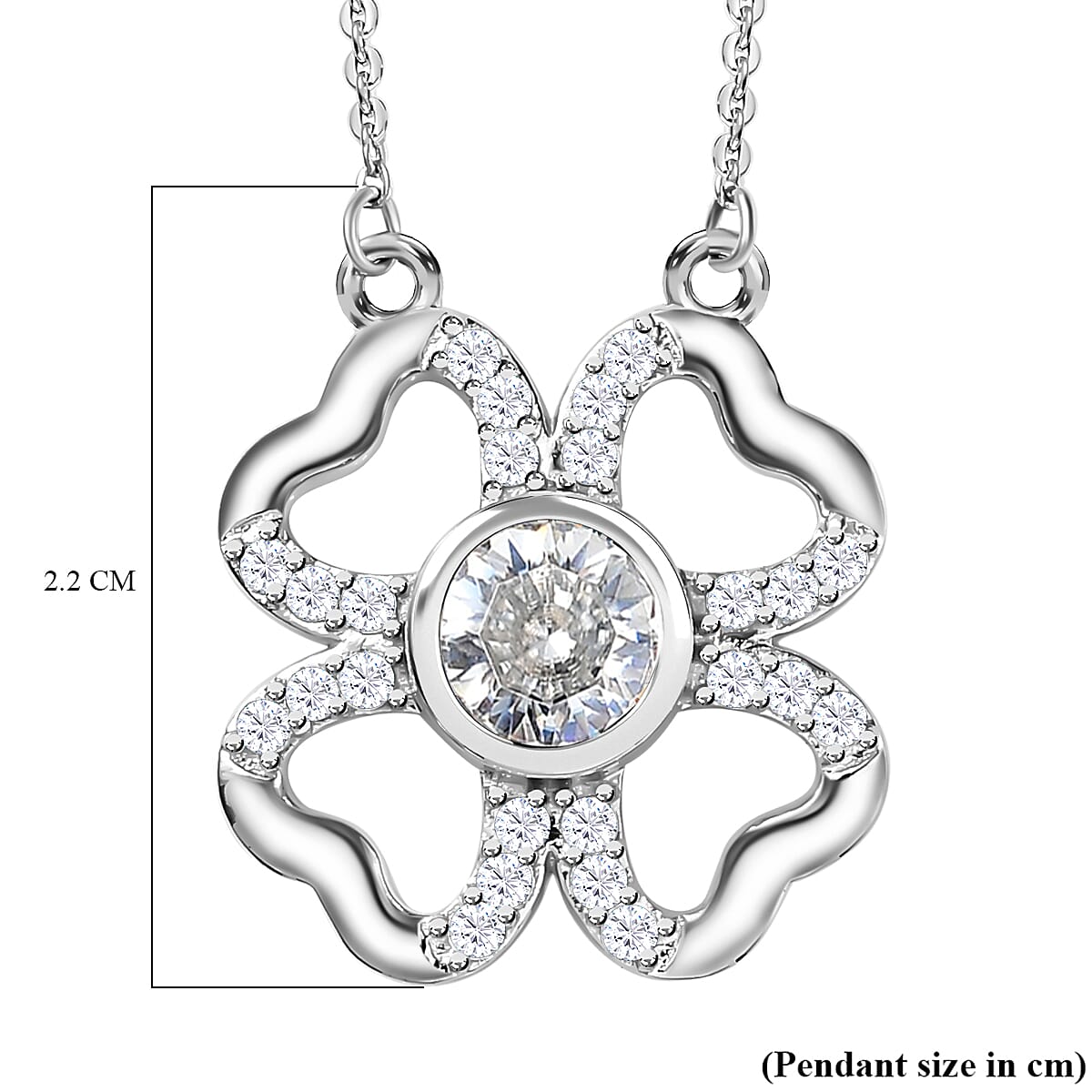 Designer Inspired - Moissanite Clover Necklace (Size - 20) in Platinum Overlay Sterling Silver 7678945 6