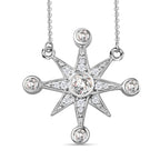 Moissanite Star Necklace (Size - 20) in Platinum Overlay Sterling Silver