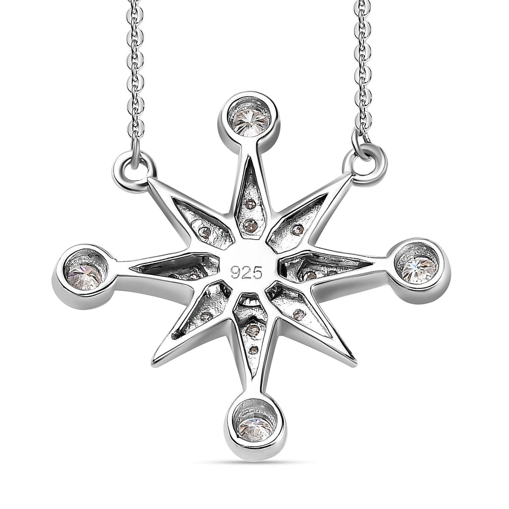 Moissanite Star Necklace (Size - 20) in Platinum Overlay Sterling Silver