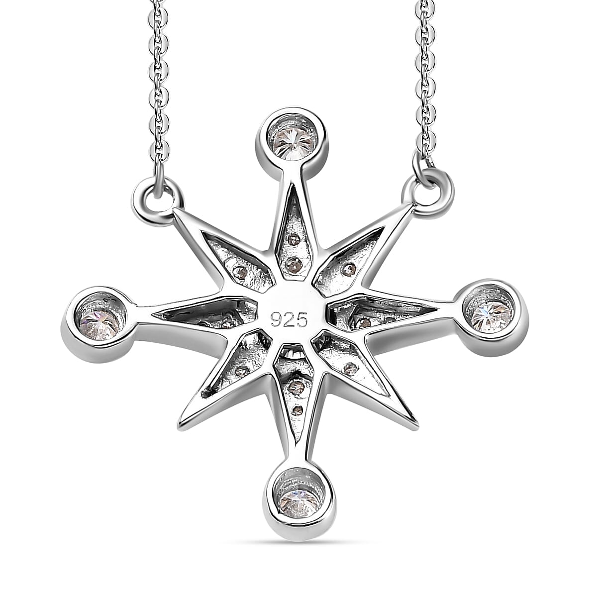 Moissanite Star Necklace (Size - 20) in Platinum Overlay Sterling Silver 7689752 5